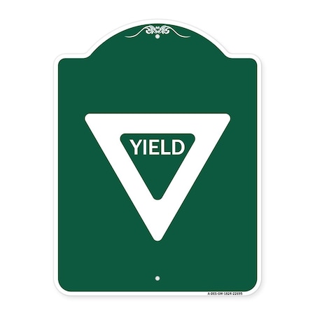 Designer Series Sign-Yield, Green & White Aluminum Architectural Sign